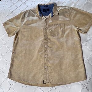 Linen Men's Button-Down Short Sleeve Shirt, Large